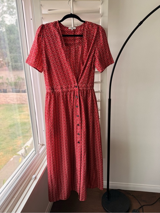 FRNCH Dresses & Skirts - FRNCH Red Ditsy-Print Maxi Button-Front Dress